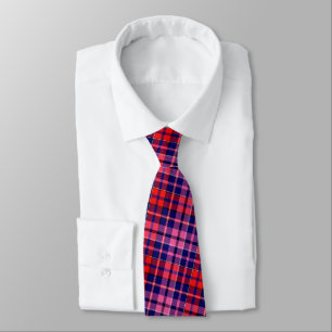 Gravata Desenho Xadrez Tartan Azul Marinho Vermelho Rosa