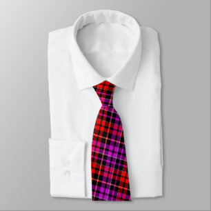 Gravata Desenho Xadrez Tartan Roxo Vermelho Preto