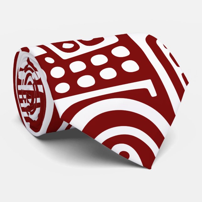 Gravata desenhos rabiscados de vermelho profundo e branco  (Rolled)