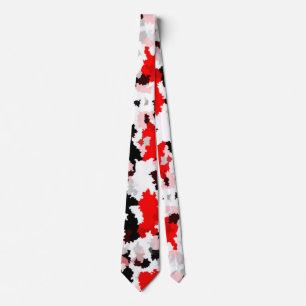 Gravata Design abstrato do Camo Branco Preto Vermelho