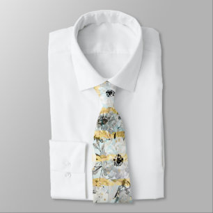 Gravata Design cinzento floral da aguarela bonito e das
