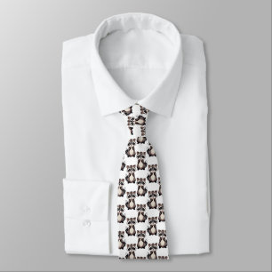 Gravata Design com Estampa de Guaxinim Branco