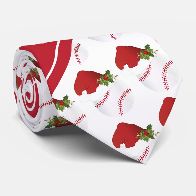 Gravata Design de Baseball de Natal (Rolled)