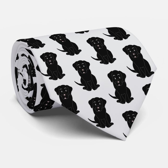 Gravata Design de Cachorro Labrador Preto (Rolled)