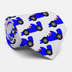 Gravata Design de Carro de Corrida Azul