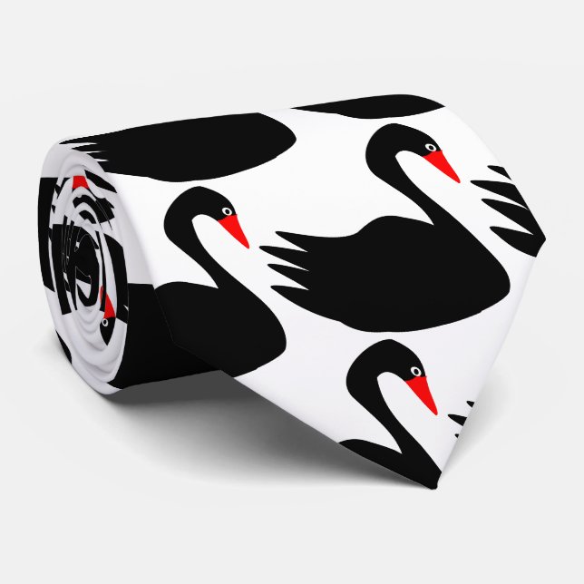Gravata Design de Cisne Negro (Rolled)