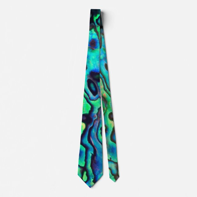 Gravata Design de concha de abalone azul e verde (Frente)