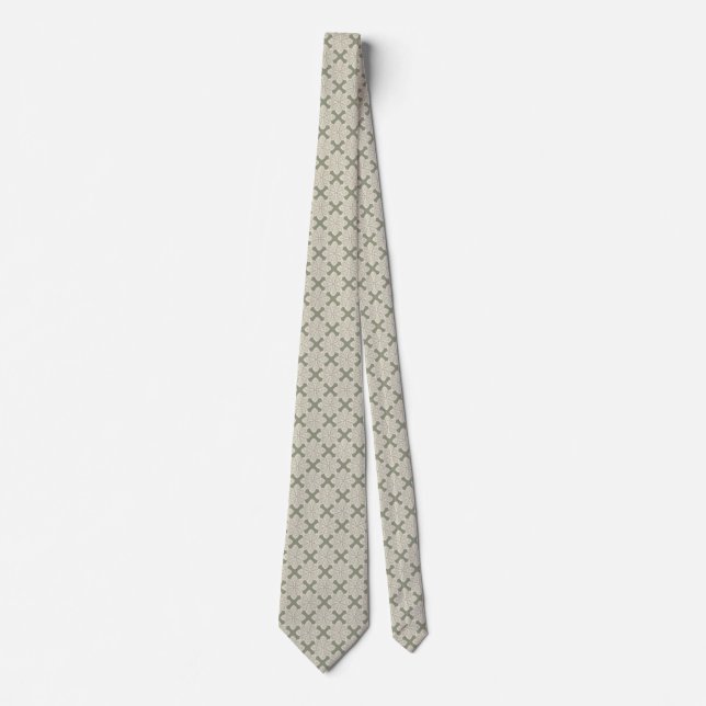 Gravata Design de Flor Verde Sage (Frente)