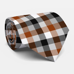 Gravata Design de Gingham Preto-Castanho