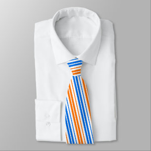 Gravata Design de Listras Verticais Laranja Azul Branco