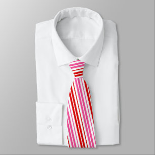 Gravata Design de Listras Verticais Rosa Branco Vermelho