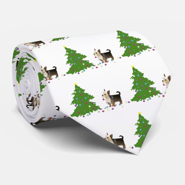 Gravata Design de Natal Yorkie (Rolled)