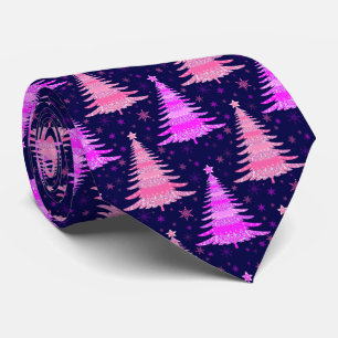 Gravata Design de padrão azul rosa na árvore de Natal
