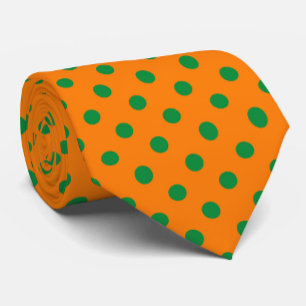 Gravata Design de Padrão de Bolinhas de Verde em Laranja