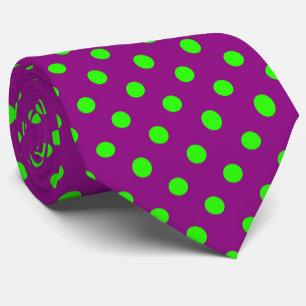 Gravata Design de Padrão de Bolinhas Roxo no Verde