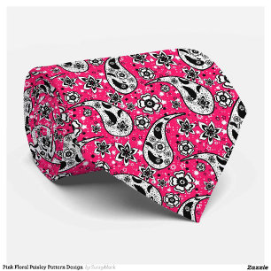 Gravata Design de padrão de Paisley Floral rosa