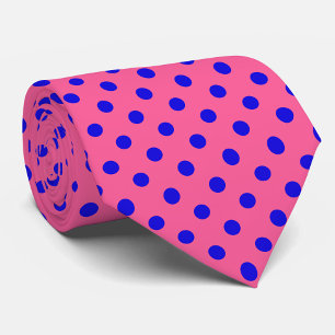 Gravata Design de Padrão do Bolinhas Azul no Rosa