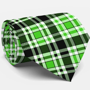 Gravata Design de padrão xadrez de flanela verde preta e b