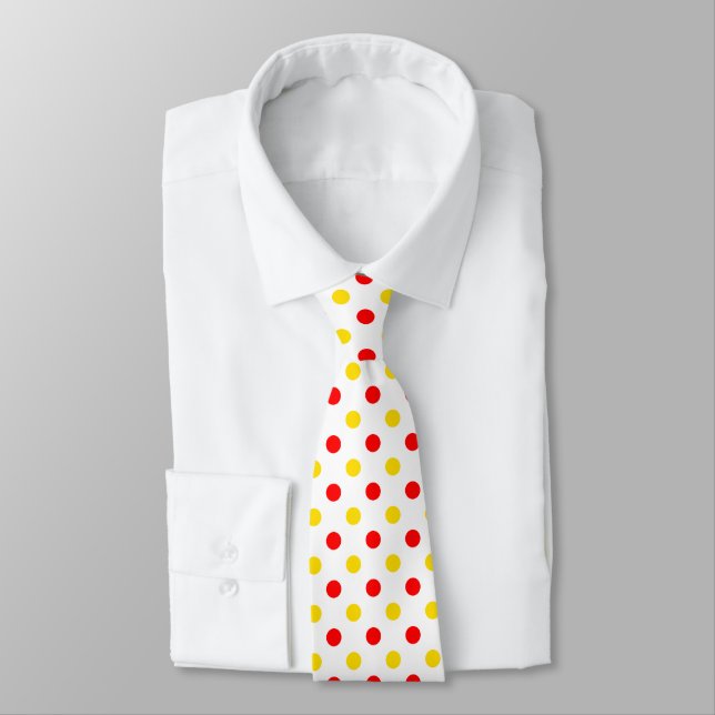 Gravata Design de Pontos Brancos Vermelhos Amarelos  (Amarrado)