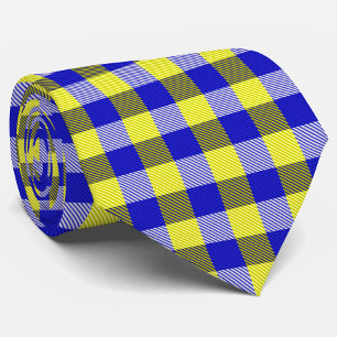 Gravata Design de Verificação de Gingham Amarelo Azul