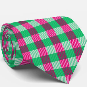 Gravata Design de Verificação de Gingham Verde Rosa