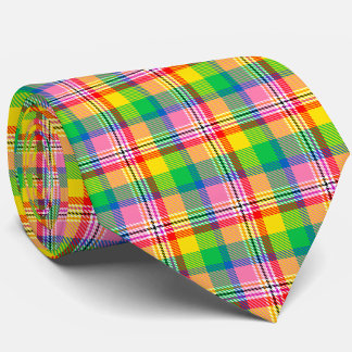 Gravata Design de Xadrez de Tartan Amarelo verde-rosa