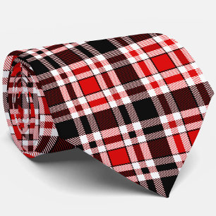Gravata Design do Padrão do Flannel Branco Vermelho Preto