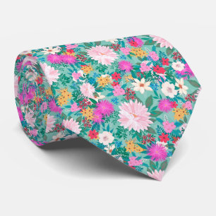 Gravata design floral para pintura de mão branca e cor-de