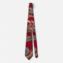 Gravata Design Floral Retro Azul e Vermelho