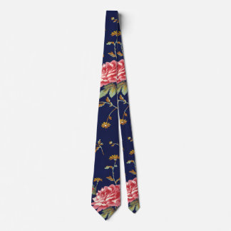 Gravata Design Floral Retro Rosa e Azul