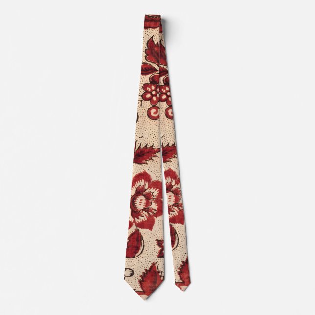 Gravata Design Floral Retro Vermelho e Branco (Frente)