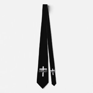 Gravata Design Minimalista Cruz Bendita Fé Cristã