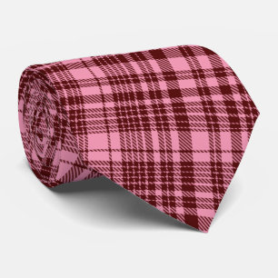 Gravata Design Xadrez Escocês de Burgundy e Rosa 