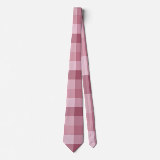 Gravata Design Xadrez Gingham Rosa (Frente)