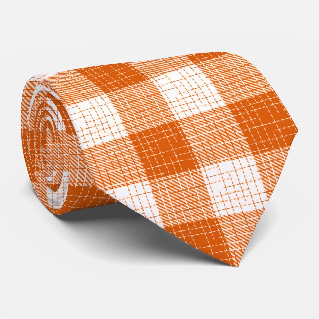 Gravata Design Xadrez Laranja e Branco em Xadrez Ousado  (Criador carregado)