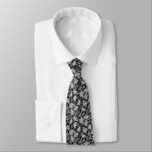 Gravata Destaque o Dourado e Silver Moderno Floral Designe