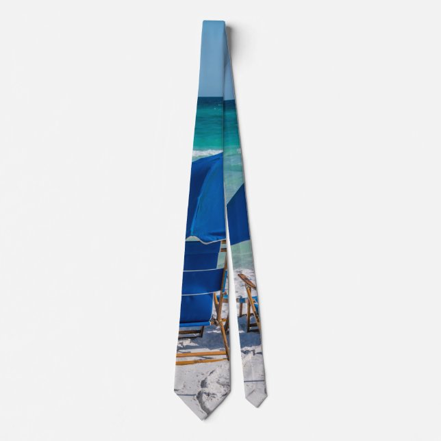 Gravata Destin Florida Chairs E Umbrella Neck Tie (Frente)