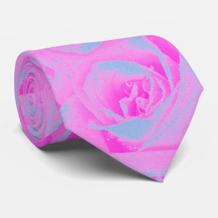 Gravata Detalhe de Rosa Rosa Perfeito e Azul Claro