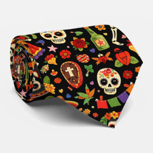 Gravata Día de los Muertos (Parte de trás Marrom)
