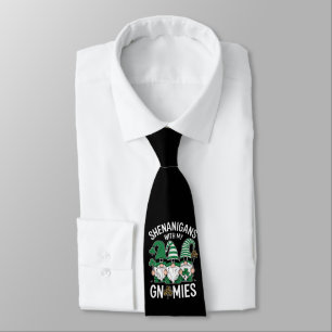 Gravata Dia de São Patrício Shamrock Sortudo Gnomos Leopar