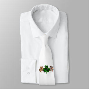 Gravata Dia de São Patrício Sorte Lucky Verde Xadrez Trevo