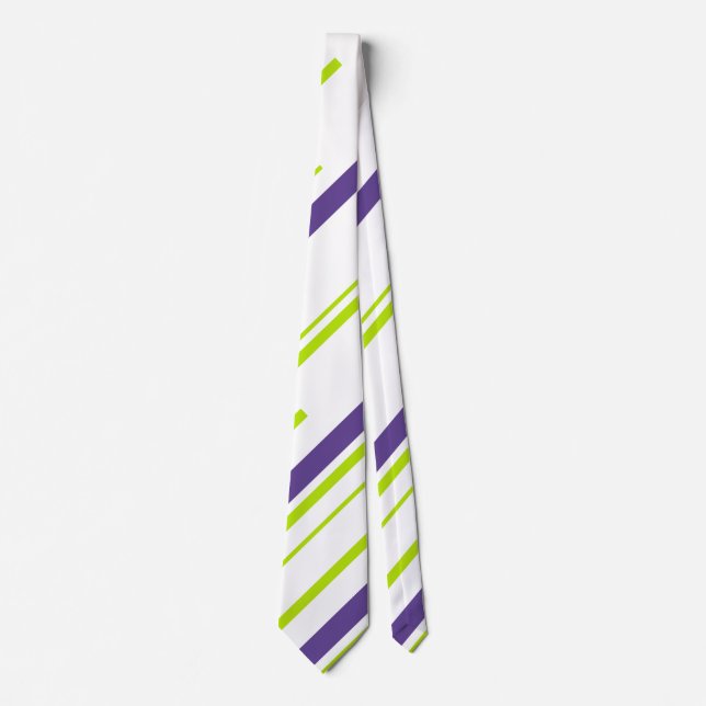 Gravata Diagonais em Verde limão e Roxo (Frente)