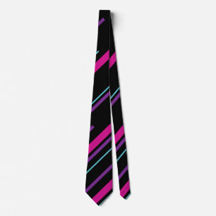 Gravata Diagonais - Rosa, Púrpura, Azul e Preto