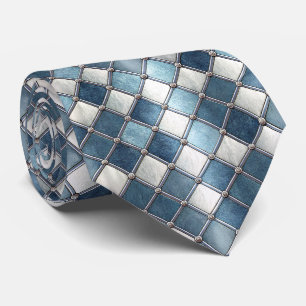 Gravata Diamante Azul Metálico - Geométrico Industrial