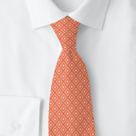 Gravata Diamante Riscado Laranja Coral