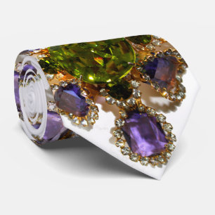 Gravata Diamantes Ametistas Roxos Emeralds joias