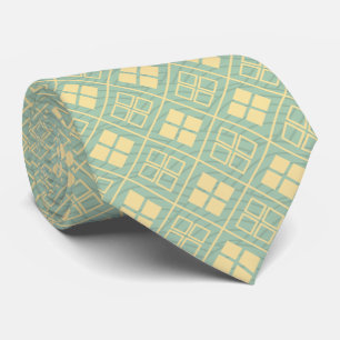 Gravata Diamond and Wave Pattern Gold Cyan