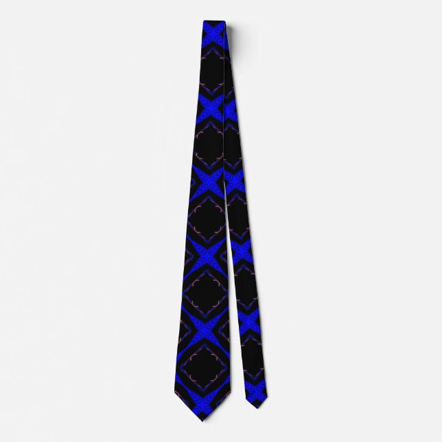 Gravata Diamond-shaped Pattern, Blue and Black, (Frente)