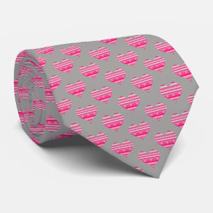 Gravata Dias de os namorados de Corações Rosa e Cinza