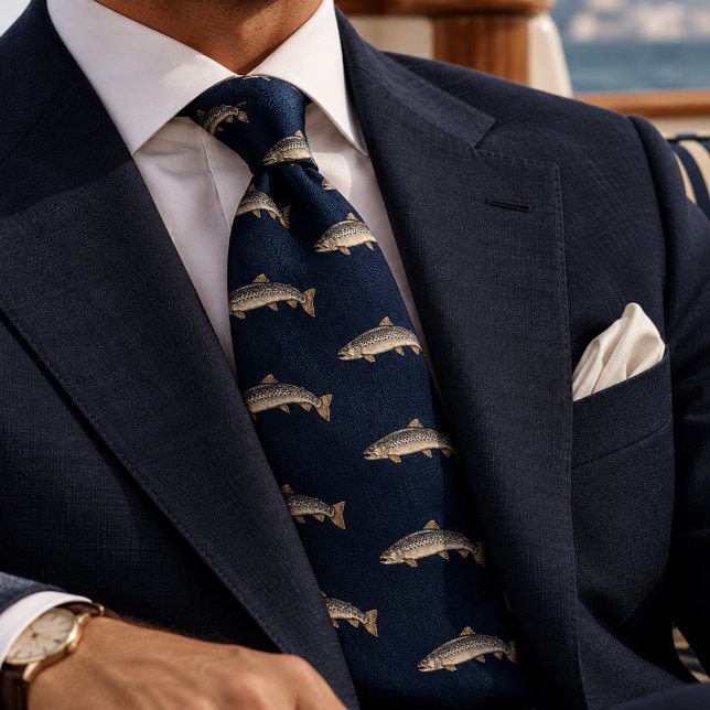Gravata Dinheiro Antigo Midnight Navy Herringbone Leaping  (Criador carregado)